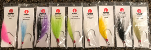 Ron's Striper Candy Fish Hooks VMC 9171 Siwash  with a Bucktail